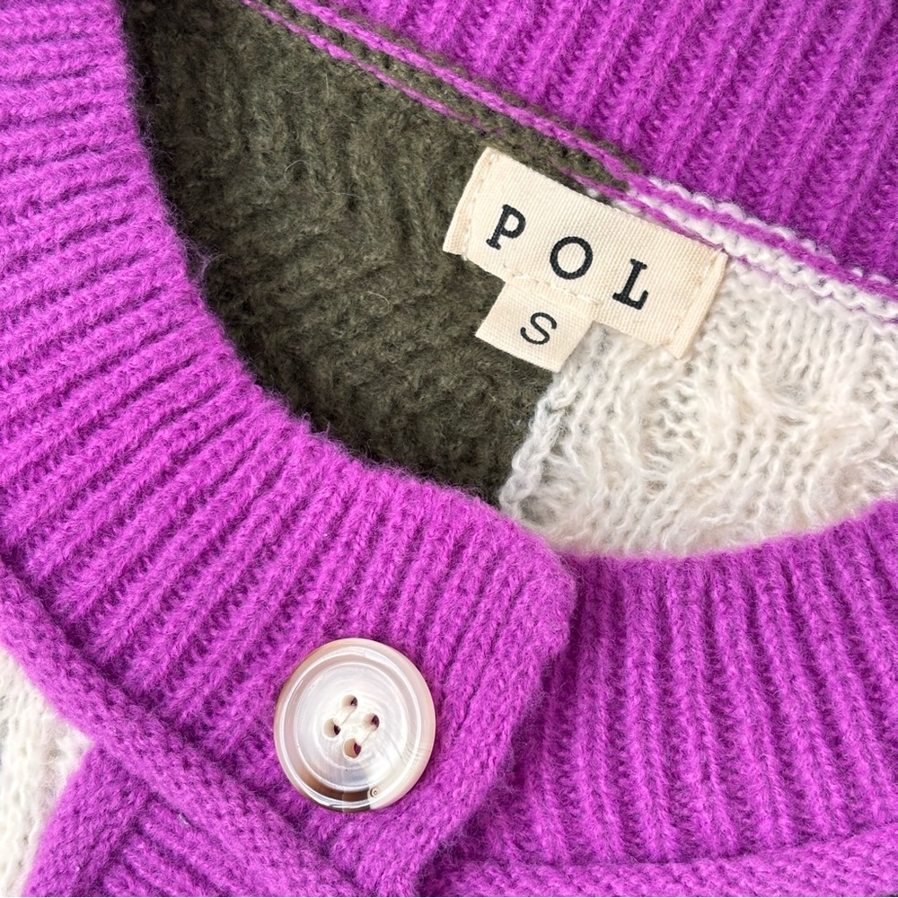 POL Women's Multicolor Purple Patchwork Crochet C… - image 3